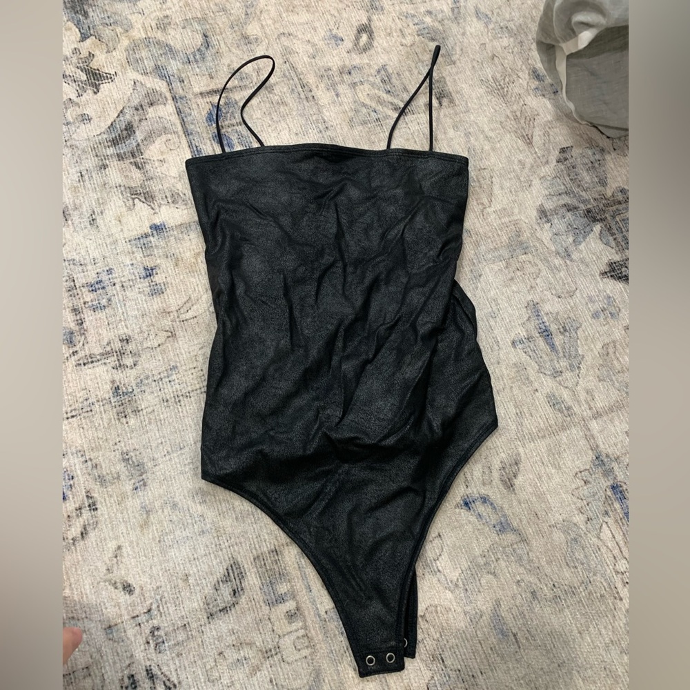 Never worn - Abercrombie Thong Faux Leather Bodysuit